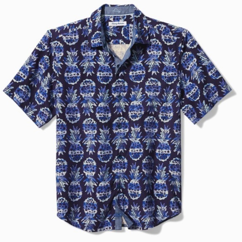 Tommy Bahama Pineapple Party Camp Shirt 100% silk‎